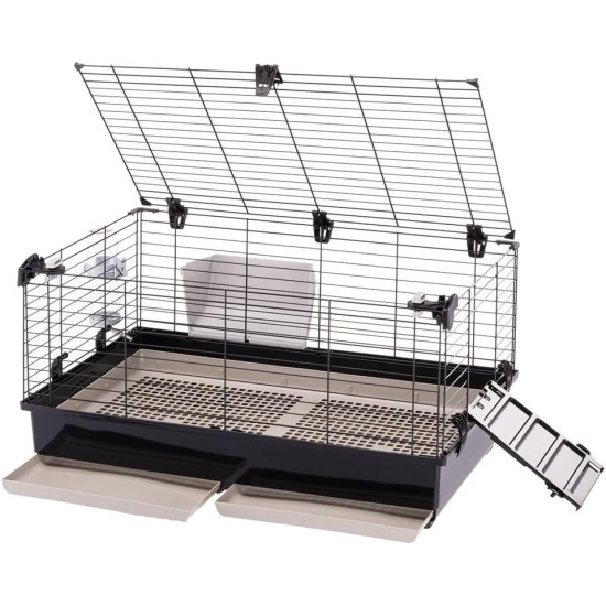 Ferplast Kaninchenkäfig TOMMY 100, Meerschweinchenkäfig, Kaninchen, Kleintiere, Kaninchenstall Indoor mit Gitter und Tränke, 99,5 x 53 x H 48 cm, Dach zum Öffnen, aus Lackiertem Metall und Kunststoff Ferplast Kaninchenkäfig TOMMY 100, Meerschweinchenkäfig, Kaninchen, Kleintiere, Kaninchenstall Indoor mit Gitter und Tränke, 99,5 x 53 x H 48 cm, Dach zum Öffnen, aus Lackiertem Metall und Kunststoff