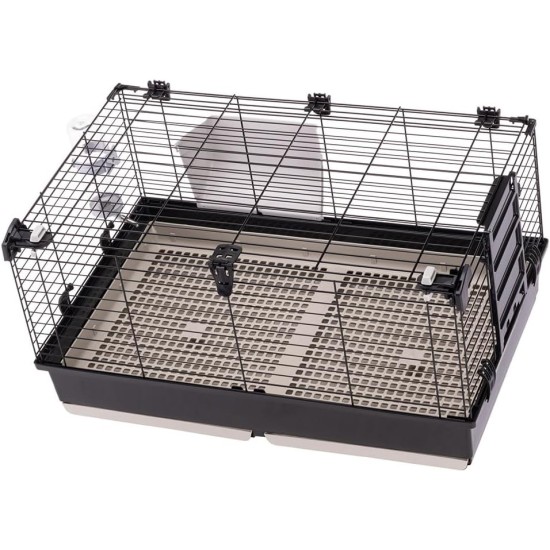 Ferplast Kaninchenkäfig TOMMY 100, Meerschweinchenkäfig, Kaninchen, Kleintiere, Kaninchenstall Indoor mit Gitter und Tränke, 99,5 x 53 x H 48 cm, Dach zum Öffnen, aus Lackiertem Metall und Kunststoff Ferplast Kaninchenkäfig TOMMY 100, Meerschweinchenkäfig, Kaninchen, Kleintiere, Kaninchenstall Indoor mit Gitter und Tränke, 99,5 x 53 x H 48 cm, Dach zum Öffnen, aus Lackiertem Metall und Kunststoff