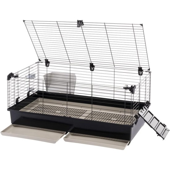 Ferplast Kaninchenkäfig TOMMY 100, Meerschweinchenkäfig, Kaninchen, Kleintiere, Kaninchenstall Indoor mit Gitter und Tränke, 99,5 x 53 x H 48 cm, Dach zum Öffnen, aus Lackiertem Metall und Kunststoff Ferplast Kaninchenkäfig TOMMY 100, Meerschweinchenkäfig, Kaninchen, Kleintiere, Kaninchenstall Indoor mit Gitter und Tränke, 99,5 x 53 x H 48 cm, Dach zum Öffnen, aus Lackiertem Metall und Kunststoff