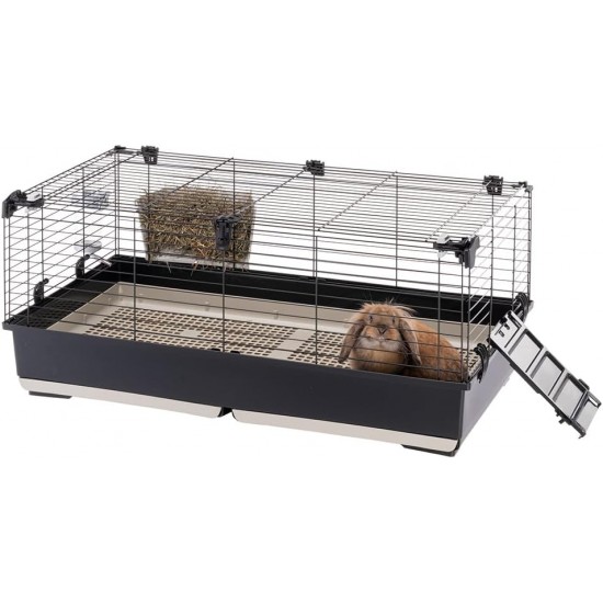 Ferplast Kaninchenkäfig TOMMY 100, Meerschweinchenkäfig, Kaninchen, Kleintiere, Kaninchenstall Indoor mit Gitter und Tränke, 99,5 x 53 x H 48 cm, Dach zum Öffnen, aus Lackiertem Metall und Kunststoff Ferplast Kaninchenkäfig TOMMY 100, Meerschweinchenkäfig, Kaninchen, Kleintiere, Kaninchenstall Indoor mit Gitter und Tränke, 99,5 x 53 x H 48 cm, Dach zum Öffnen, aus Lackiertem Metall und Kunststoff