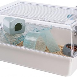 Ferplast Mini Duna Hamster Cage, Small Plastic Cage For Hamsters And Mice With 2 Tiers, Air Vent Grille, Transparent Roof, Accessories Included, Made From White Painted Metal, White Ferplast Mini Duna Hamster Cage, Small Plastic Cage For Hamsters And Mice With 2 Tiers, Air Vent Grille, Transparent Roof, Accessories Included, Made From White Painted Metal, White