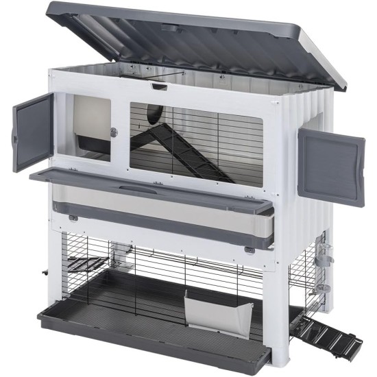 Ferplast Rabbit Hutch for Guinea Pigs and Rabbits on Two Levels, grey Ferplast Rabbit Hutch for Guinea Pigs and Rabbits on Two Levels, grey