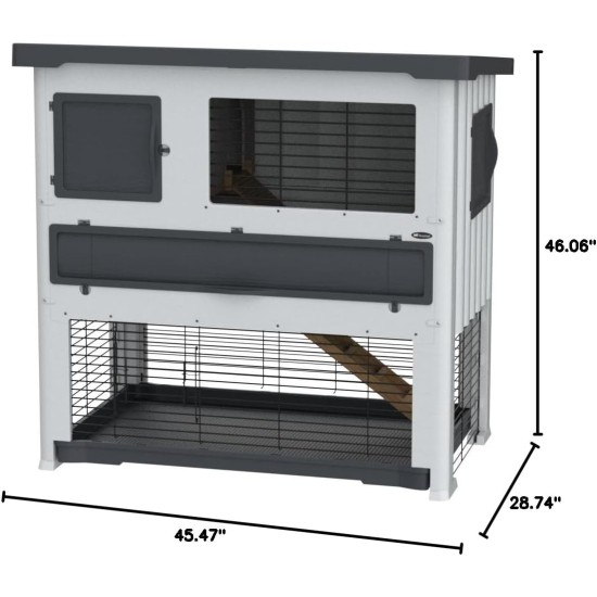 Ferplast Rabbit Hutch for Guinea Pigs and Rabbits on Two Levels, grey Ferplast Rabbit Hutch for Guinea Pigs and Rabbits on Two Levels, grey