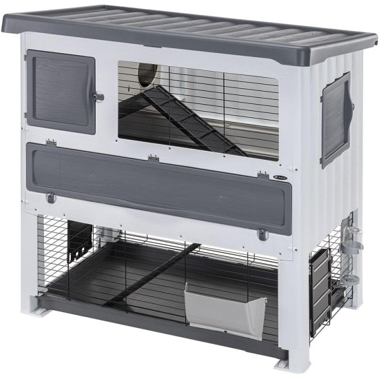 Ferplast Rabbit Hutch for Guinea Pigs and Rabbits on Two Levels, grey Ferplast Rabbit Hutch for Guinea Pigs and Rabbits on Two Levels, grey