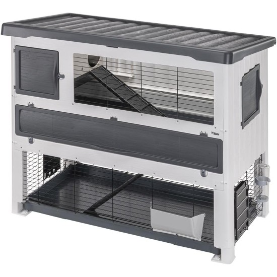 Ferplast Rabbit Hutch for Guinea Pigs and Rabbits on Two Levels, grey Ferplast Rabbit Hutch for Guinea Pigs and Rabbits on Two Levels, grey