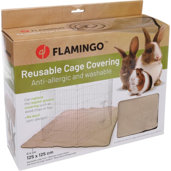 Flamingo Riley Rodent Blanket Taupe - 125 x 125 cm, Soft and Cuddly Blanket for Rabbits, Guinea Pigs, Chinchillas and Other Small Animals
