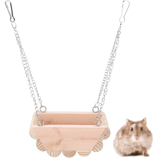 GOTOTOP Hamster Swing for Cage, Wooden Small Pet Hanging Boat Toy with Chain for Hamsters, Hang on the Cage Top (8.3 x 4.3 x 3.1 Inches) GOTOTOP Hamster Swing for Cage, Wooden Small Pet Hanging Boat Toy with Chain for Hamsters, Hang on the Cage Top (8.3 x 4.3 x 3.1 Inches)