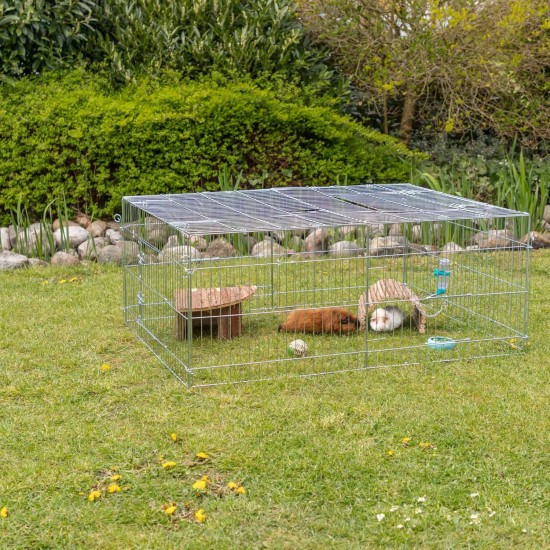 Galvanised Rabbit / Guines Pig Enclosure with Roof 144x116x58cm Galvanised Rabbit / Guines Pig Enclosure with Roof 144x116x58cm