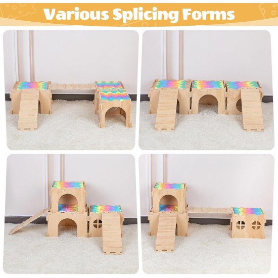Guinea Pig Hideout Guinea Pig House with Stairs and Mats Extra Large Guinea Pig Castle Removable Hiding Place for Small Animals Wooden Guinea Pig Habitats with Multiple Doors and Guinea Pig Hideout Guinea Pig House with Stairs and Mats Extra Large Guinea Pig Castle Removable Hiding Place for Small Animals Wooden Guinea Pig Habitats with Multiple Doors and