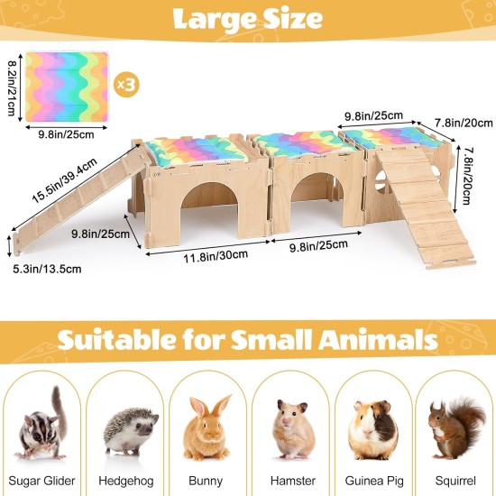 Guinea Pig Hideout Guinea Pig House with Stairs and Mats Extra Large Guinea Pig Castle Removable Hiding Place for Small Animals Wooden Guinea Pig Habitats with Multiple Doors and Guinea Pig Hideout Guinea Pig House with Stairs and Mats Extra Large Guinea Pig Castle Removable Hiding Place for Small Animals Wooden Guinea Pig Habitats with Multiple Doors and