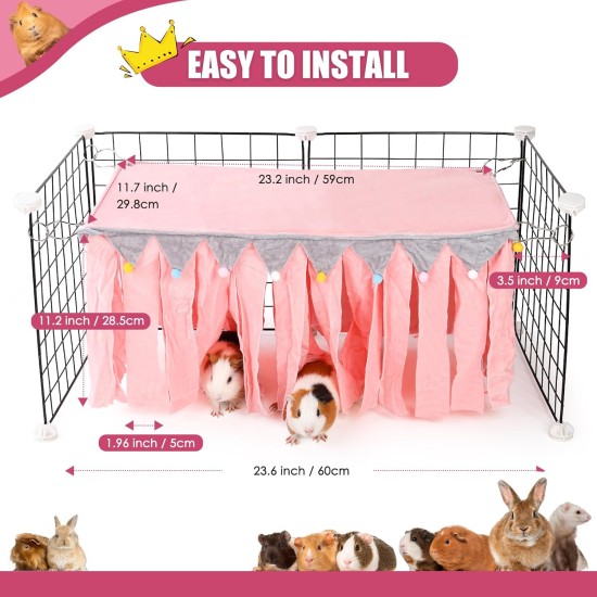 Guinea Pig Hideout, Square Top Hideout for Guinea Pigs, 4-Sided Small Animal Hiding Hide for Guinea Pigs, Rabbits, Chinchilla, Ferrets, Without Metal Fences. (Pink) Guinea Pig Hideout, Square Top Hideout for Guinea Pigs, 4-Sided Small Animal Hiding Hide for Guinea Pigs, Rabbits, Chinchilla, Ferrets, Without Metal Fences. (Pink)