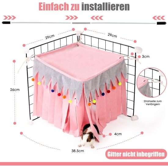 Guinea Pig Hideout, Square Top Hideout for Guinea Pigs, 4-Sided Small Animal Hiding Hide for Guinea Pigs, Rabbits, Chinchilla, Ferrets, Without Metal Fences. (Pink) Guinea Pig Hideout, Square Top Hideout for Guinea Pigs, 4-Sided Small Animal Hiding Hide for Guinea Pigs, Rabbits, Chinchilla, Ferrets, Without Metal Fences. (Pink)