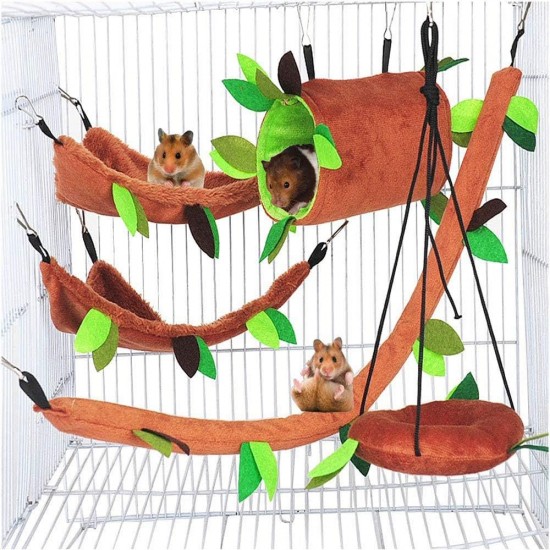 Hamster Hammock Rat Bird Parrot Hanging Warm Bed House Cage Nest Accessories Forest Pattern Cage Toy Hanging Tunnel Swing for Playing and Sleeping Hamster Hammock Rat Bird Parrot Hanging Warm Bed House Cage Nest Accessories Forest Pattern Cage Toy Hanging Tunnel Swing for Playing and Sleeping