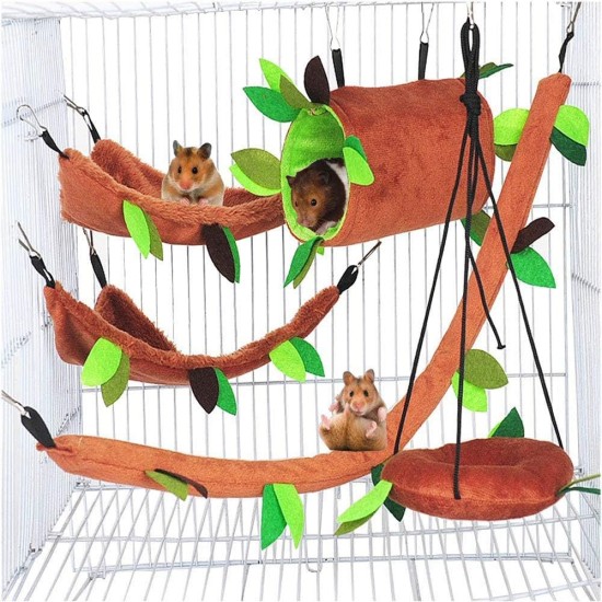 Hamster Hammock Rat Bird Parrot Hanging Warm Bed House Cage Nest Accessories Forest Pattern Cage Toy Hanging Tunnel Swing for Playing and Sleeping Hamster Hammock Rat Bird Parrot Hanging Warm Bed House Cage Nest Accessories Forest Pattern Cage Toy Hanging Tunnel Swing for Playing and Sleeping