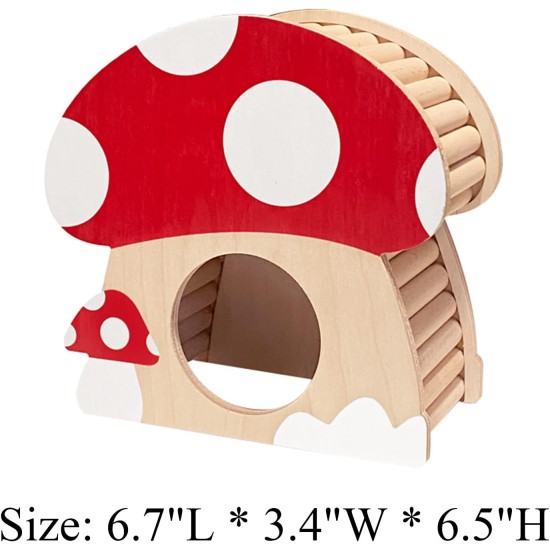 Hamster Mini House, Mushroom-Shaped Wooden Hideout Home for Dwarf Hamsters, Rats, Gerbils, Syrian, Mice, Small Animals Hiding Habitat Hat, Wooden Hamster Hide Toy, Indoor Cave Cage Accessories Hamster Mini House, Mushroom-Shaped Wooden Hideout Home for Dwarf Hamsters, Rats, Gerbils, Syrian, Mice, Small Animals Hiding Habitat Hat, Wooden Hamster Hide Toy, Indoor Cave Cage Accessories