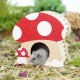 Hamster Mini House, Mushroom-Shaped Wooden Hideout Home for Dwarf Hamsters, Rats, Gerbils, Syrian, Mice, Small Animals Hiding Habitat Hat, Wooden Hamster Hide Toy, Indoor Cave Cage Accessories