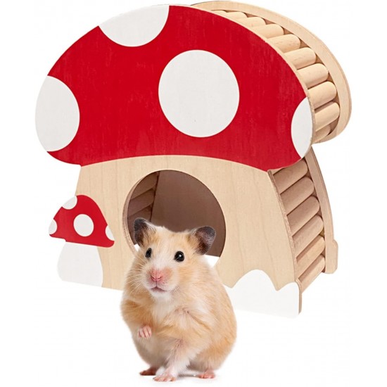 Hamster Mini House, Mushroom-Shaped Wooden Hideout Home for Dwarf Hamsters, Rats, Gerbils, Syrian, Mice, Small Animals Hiding Habitat Hat, Wooden Hamster Hide Toy, Indoor Cave Cage Accessories Hamster Mini House, Mushroom-Shaped Wooden Hideout Home for Dwarf Hamsters, Rats, Gerbils, Syrian, Mice, Small Animals Hiding Habitat Hat, Wooden Hamster Hide Toy, Indoor Cave Cage Accessories
