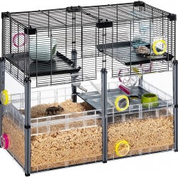 Hamsterheim, Mäusekäfig MULTIPLA HAMSTER CRYSTAL, aus Metallgitter und recyceltem Kunststoff, mit Zubehör, Modularer Hamsterheim, Mäusekäfig MULTIPLA HAMSTER CRYSTAL, aus Metallgitter und recyceltem Kunststoff, mit Zubehör, Modularer