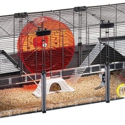 Hamsterheim, Mäusekäfig MULTIPLA HAMSTER LARGE, aus Metallgitter und recyceltem Kunststoff, mit Zubehör, Modularer Hamsterheim, Mäusekäfig MULTIPLA HAMSTER LARGE, aus Metallgitter und recyceltem Kunststoff, mit Zubehör, Modularer