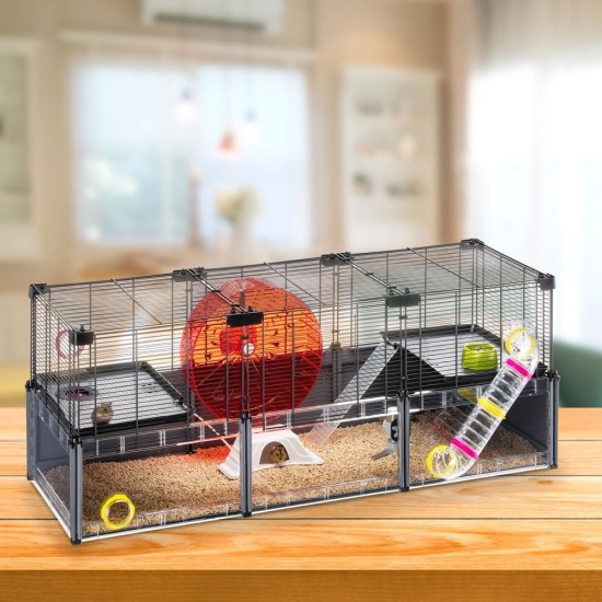 Hamsterheim, Mäusekäfig MULTIPLA HAMSTER LARGE, aus Metallgitter und recyceltem Kunststoff, mit Zubehör, Modularer Hamsterheim, Mäusekäfig MULTIPLA HAMSTER LARGE, aus Metallgitter und recyceltem Kunststoff, mit Zubehör, Modularer