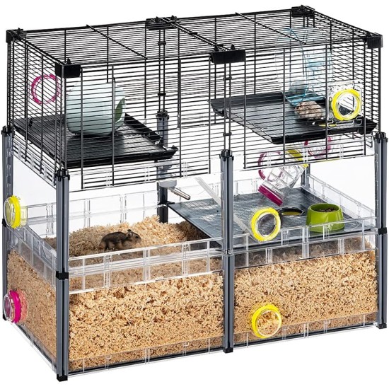 Hamsterheim, Mäusekäfig MULTIPLA HAMSTER, aus Metallgitter und recyceltem Kunststoff, mit Zubehör, Modularer Hamsterheim, Mäusekäfig MULTIPLA HAMSTER, aus Metallgitter und recyceltem Kunststoff, mit Zubehör, Modularer