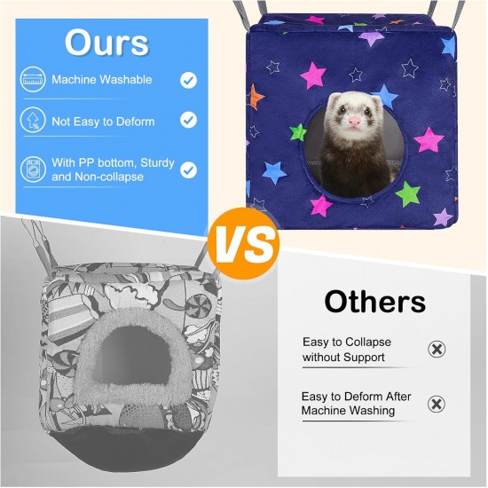 Hedgeink Frettchen Hängematten 4er Set – Waschbare Kuschelhöhle & Hängematte für Ratten, Meerschweinchen, Chinchilla – Kleintier Zubehör für Käfig, Nest, Tunnel & Schlafplatz Hedgeink Frettchen Hängematten 4er Set – Waschbare Kuschelhöhle & Hängematte für Ratten, Meerschweinchen, Chinchilla – Kleintier Zubehör für Käfig, Nest, Tunnel & Schlafplatz