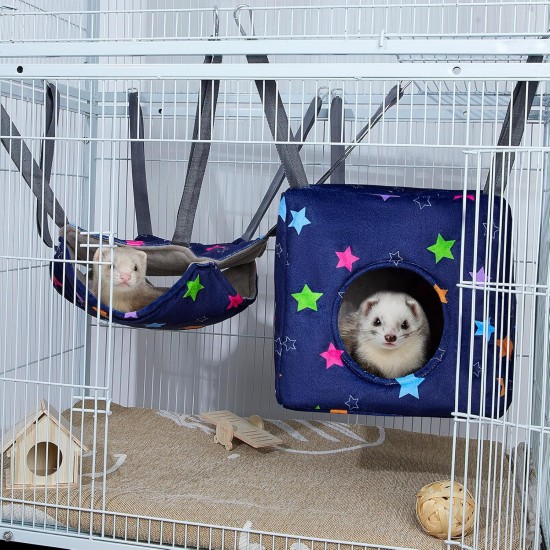 Hedgeink Frettchen Hängematten 4er Set – Waschbare Kuschelhöhle & Hängematte für Ratten, Meerschweinchen, Chinchilla – Kleintier Zubehör für Käfig, Nest, Tunnel & Schlafplatz Hedgeink Frettchen Hängematten 4er Set – Waschbare Kuschelhöhle & Hängematte für Ratten, Meerschweinchen, Chinchilla – Kleintier Zubehör für Käfig, Nest, Tunnel & Schlafplatz