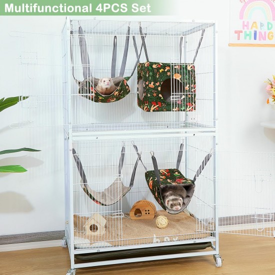 Hedgeink Frettchen Hängematten 4er Set – Waschbare Kuschelhöhle & Hängematte für Ratten, Meerschweinchen, Chinchilla – Kleintier Zubehör für Käfig, Nest, Tunnel & Schlafplatz Hedgeink Frettchen Hängematten 4er Set – Waschbare Kuschelhöhle & Hängematte für Ratten, Meerschweinchen, Chinchilla – Kleintier Zubehör für Käfig, Nest, Tunnel & Schlafplatz