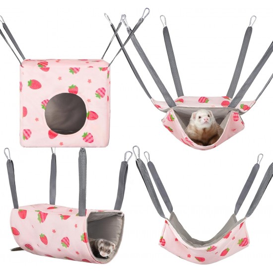Hedgeink Frettchen Hängematten 4er Set – Waschbare Kuschelhöhle & Hängematte für Ratten, Meerschweinchen, Chinchilla – Kleintier Zubehör für Käfig, Nest, Tunnel & Schlafplatz Hedgeink Frettchen Hängematten 4er Set – Waschbare Kuschelhöhle & Hängematte für Ratten, Meerschweinchen, Chinchilla – Kleintier Zubehör für Käfig, Nest, Tunnel & Schlafplatz