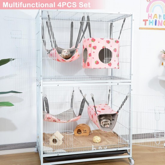 Hedgeink Frettchen Hängematten 4er Set – Waschbare Kuschelhöhle & Hängematte für Ratten, Meerschweinchen, Chinchilla – Kleintier Zubehör für Käfig, Nest, Tunnel & Schlafplatz Hedgeink Frettchen Hängematten 4er Set – Waschbare Kuschelhöhle & Hängematte für Ratten, Meerschweinchen, Chinchilla – Kleintier Zubehör für Käfig, Nest, Tunnel & Schlafplatz