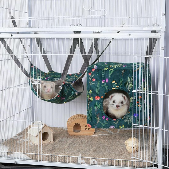Hedgeink Frettchen Hängematten 4er Set – Waschbare Kuschelhöhle & Hängematte für Ratten, Meerschweinchen, Chinchilla – Kleintier Zubehör für Käfig, Nest, Tunnel & Schlafplatz Hedgeink Frettchen Hängematten 4er Set – Waschbare Kuschelhöhle & Hängematte für Ratten, Meerschweinchen, Chinchilla – Kleintier Zubehör für Käfig, Nest, Tunnel & Schlafplatz