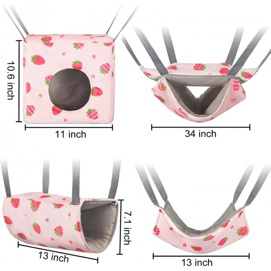 Hedgeink Frettchen Hängematten 4er Set – Waschbare Kuschelhöhle & Hängematte für Ratten, Meerschweinchen, Chinchilla – Kleintier Zubehör für Käfig, Nest, Tunnel & Schlafplatz Hedgeink Frettchen Hängematten 4er Set – Waschbare Kuschelhöhle & Hängematte für Ratten, Meerschweinchen, Chinchilla – Kleintier Zubehör für Käfig, Nest, Tunnel & Schlafplatz