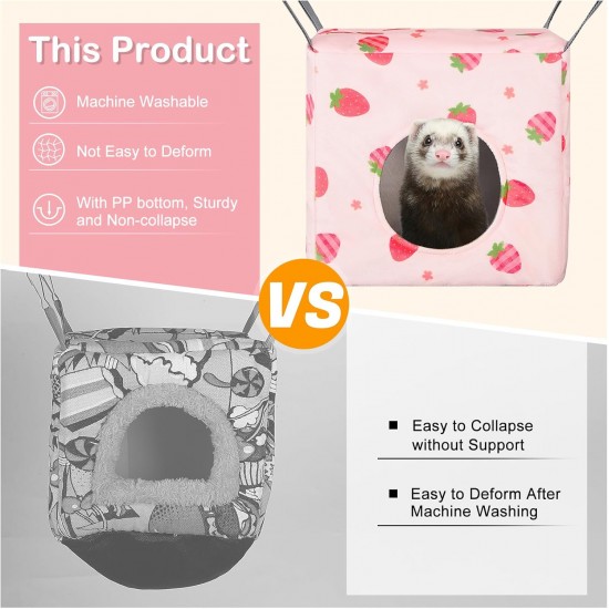 Hedgeink Frettchen Hängematten 4er Set – Waschbare Kuschelhöhle & Hängematte für Ratten, Meerschweinchen, Chinchilla – Kleintier Zubehör für Käfig, Nest, Tunnel & Schlafplatz Hedgeink Frettchen Hängematten 4er Set – Waschbare Kuschelhöhle & Hängematte für Ratten, Meerschweinchen, Chinchilla – Kleintier Zubehör für Käfig, Nest, Tunnel & Schlafplatz