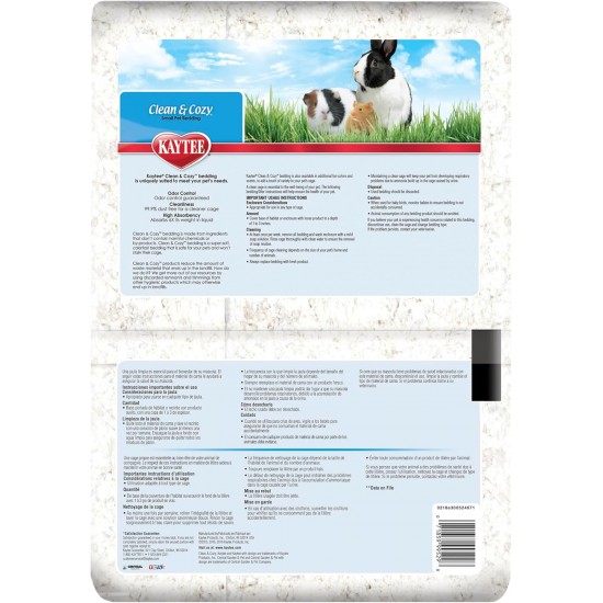 Kaytee Clean & Cozy Bedding for Small Pets, Rodents, Hamsters 99.9% Dust Free, Odour Control Kaytee Clean & Cozy Bedding for Small Pets, Rodents, Hamsters 99.9% Dust Free, Odour Control