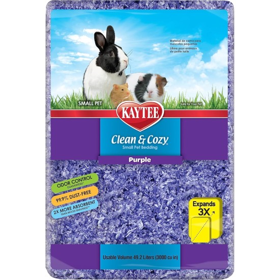 Kaytee Superpet Clean & Cozy Litter for Small Pets Mice, Gerbils, Rodents, Hamsters, Rabbits, Ultra Absorbent Paper Litter, 99.9% Dust Free, Purple, 49.2 Litres Kaytee Superpet Clean & Cozy Litter for Small Pets Mice, Gerbils, Rodents, Hamsters, Rabbits, Ultra Absorbent Paper Litter, 99.9% Dust Free, Purple, 49.2 Litres