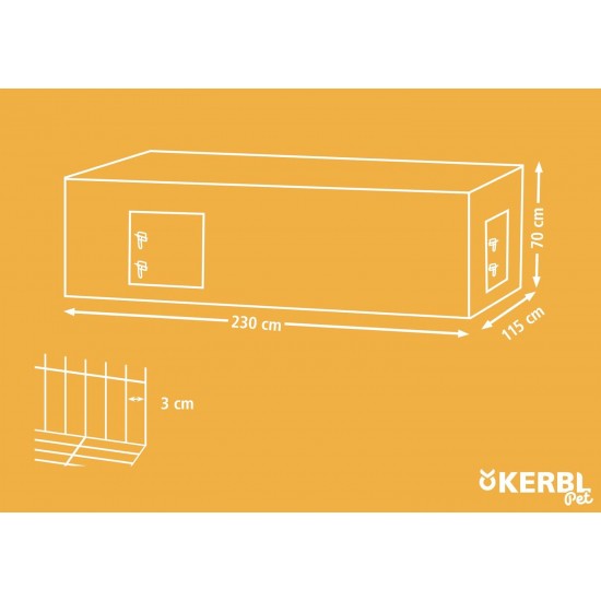 Kerbl 82825 outdoor enclosure with breakout barrier 230 x 115 x 70 cm, with cover Kerbl 82825 outdoor enclosure with breakout barrier 230 x 115 x 70 cm, with cover