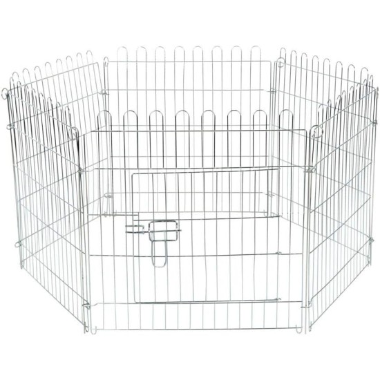 Kerbl 82833 Hexagonal Outdoor Enclosure (Enclosure for Small Animals/Rodents/Rabbits, 6 Fence Panels 56.5 x 56.5 cm, Grid Spacing 2.8 cm, Galvanised Metal)