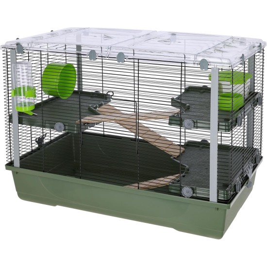 Kerbl Eva 23 Small Animal Cage (Cage for Pets, Playpen with Accessories, Rodent Cage with Hinged Roof, Pet Cage, 79 x 45 x 60 cm, Olive Green/Black) 81743 Kerbl Eva 23 Small Animal Cage (Cage for Pets, Playpen with Accessories, Rodent Cage with Hinged Roof, Pet Cage, 79 x 45 x 60 cm, Olive Green/Black) 81743