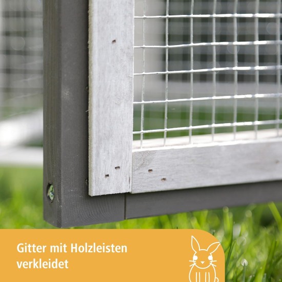 Kerbl Pet Pet Freetime Luke Rodent Coop with Large Run for Rabbits / Guinea Pigs, Tight Mesh Grid, Perfect for Young Animals, Weatherproof, 127 x 62 x 98 cm, White/Grey Kerbl Pet Pet Freetime Luke Rodent Coop with Large Run for Rabbits / Guinea Pigs, Tight Mesh Grid, Perfect for Young Animals, Weatherproof, 127 x 62 x 98 cm, White/Grey