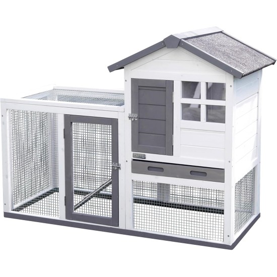 Kerbl Pet Pet Freetime Luke Rodent Coop with Large Run for Rabbits / Guinea Pigs, Tight Mesh Grid, Perfect for Young Animals, Weatherproof, 127 x 62 x 98 cm, White/Grey Kerbl Pet Pet Freetime Luke Rodent Coop with Large Run for Rabbits / Guinea Pigs, Tight Mesh Grid, Perfect for Young Animals, Weatherproof, 127 x 62 x 98 cm, White/Grey