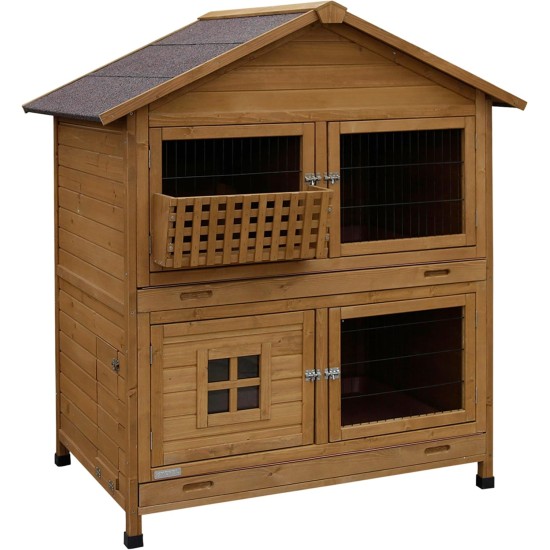 Kerbl Pet Pet Rodent Hutch South Tyrol, Spacious, Weatherproof Hutch for Rabbits and Guinea Pigs, with Pull-Out Plastic Trays and Hay Rack, 125 x 87 x 142 cm Kerbl Pet Pet Rodent Hutch South Tyrol, Spacious, Weatherproof Hutch for Rabbits and Guinea Pigs, with Pull-Out Plastic Trays and Hay Rack, 125 x 87 x 142 cm