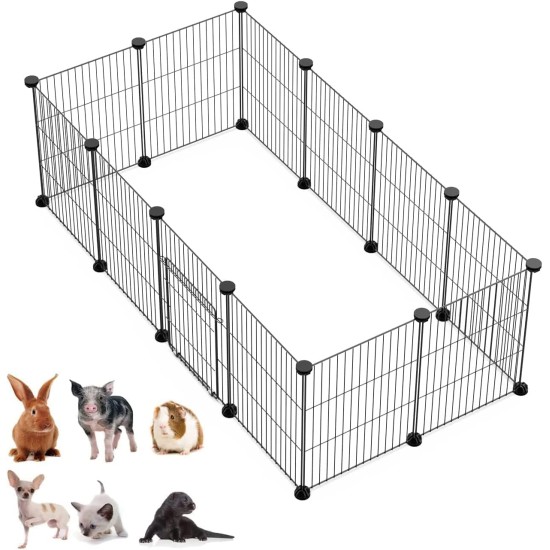 LANGXUN Pet Panels, Metal Wire, Storage Cube, Organiser, DIY Small Animal Cage for Rabbits, Guinea Pigs, Puppies, Pet Products, Portable Metal Wire, Yard Fence (12 Metal Plates + 12 LANGXUN Pet Panels, Metal Wire, Storage Cube, Organiser, DIY Small Animal Cage for Rabbits, Guinea Pigs, Puppies, Pet Products, Portable Metal Wire, Yard Fence (12 Metal Plates + 12