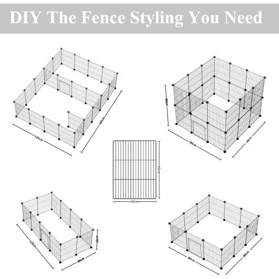 LANGXUN Pet Panels, Metal Wire, Storage Cube, Organiser, DIY Small Animal Cage for Rabbits, Guinea Pigs, Puppies, Pet Products, Portable Metal Wire, Yard Fence (12 Metal Plates + 12 LANGXUN Pet Panels, Metal Wire, Storage Cube, Organiser, DIY Small Animal Cage for Rabbits, Guinea Pigs, Puppies, Pet Products, Portable Metal Wire, Yard Fence (12 Metal Plates + 12