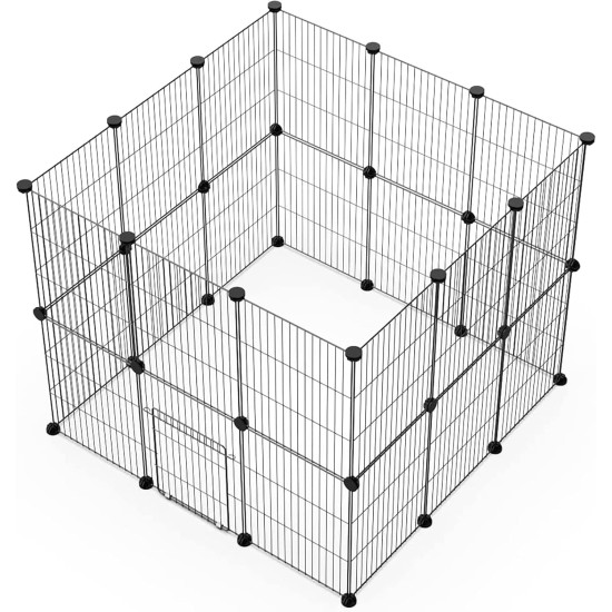LANGXUN Pet Panels, Metal Wire, Storage Cube, Organiser, DIY Small Animal Cage for Rabbits, Guinea Pigs, Puppies, Pet Products, Portable Metal Wire, Yard Fence (12 Metal Plates + 12 LANGXUN Pet Panels, Metal Wire, Storage Cube, Organiser, DIY Small Animal Cage for Rabbits, Guinea Pigs, Puppies, Pet Products, Portable Metal Wire, Yard Fence (12 Metal Plates + 12
