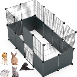LANGXUN Pet Panels, Metal Wire, Storage Cube, Organiser, DIY Small Animal Cage for Rabbits, Guinea Pigs, Puppies, Pet Products, Portable Metal Wire, Yard Fence (12 Metal Plates + 12 LANGXUN Pet Panels, Metal Wire, Storage Cube, Organiser, DIY Small Animal Cage for Rabbits, Guinea Pigs, Puppies, Pet Products, Portable Metal Wire, Yard Fence (12 Metal Plates + 12