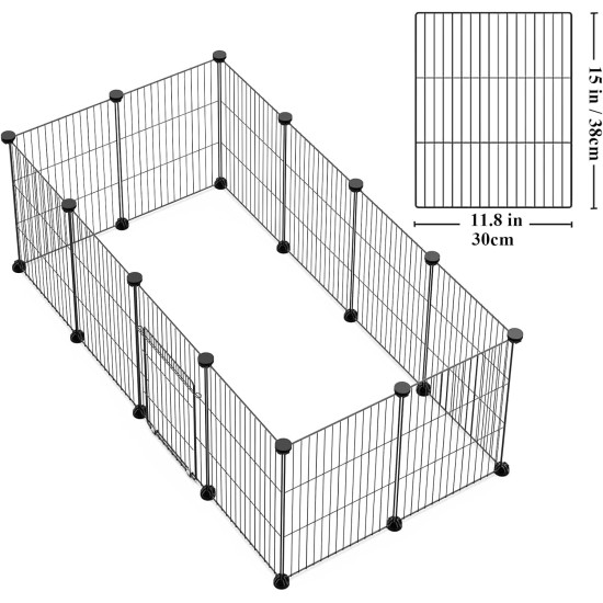 LANGXUN Pet Panels, Metal Wire, Storage Cube, Organiser, DIY Small Animal Cage for Rabbits, Guinea Pigs, Puppies, Pet Products, Portable Metal Wire, Yard Fence (12 Metal Plates + 12 LANGXUN Pet Panels, Metal Wire, Storage Cube, Organiser, DIY Small Animal Cage for Rabbits, Guinea Pigs, Puppies, Pet Products, Portable Metal Wire, Yard Fence (12 Metal Plates + 12