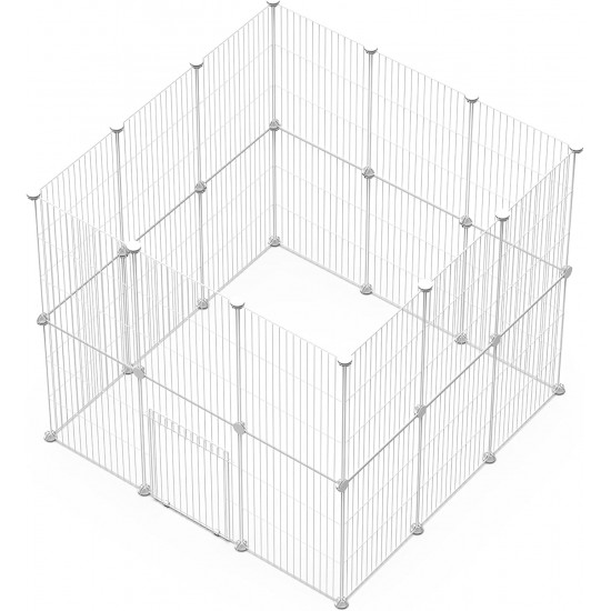 LANGXUN Pet Panels, Metal Wire, Storage Cube, Organiser, DIY Small Animal Cage for Rabbits, Guinea Pigs, Puppies, Pet Products, Portable Metal Wire, Yard Fence (12 Metal Plates + 12 LANGXUN Pet Panels, Metal Wire, Storage Cube, Organiser, DIY Small Animal Cage for Rabbits, Guinea Pigs, Puppies, Pet Products, Portable Metal Wire, Yard Fence (12 Metal Plates + 12