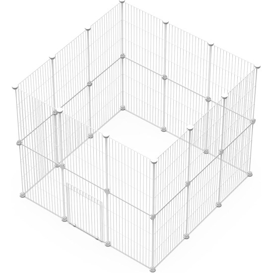 LANGXUN Pet Panels, Metal Wire, Storage Cube, Organiser, DIY Small Animal Cage for Rabbits, Guinea Pigs, Puppies, Pet Products, Portable Metal Wire, Yard Fence (12 Metal Plates + 12 LANGXUN Pet Panels, Metal Wire, Storage Cube, Organiser, DIY Small Animal Cage for Rabbits, Guinea Pigs, Puppies, Pet Products, Portable Metal Wire, Yard Fence (12 Metal Plates + 12