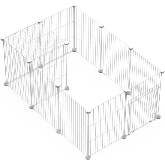 LANGXUN Pet Panels, Metal Wire, Storage Cube, Organiser, DIY Small Animal Cage for Rabbits, Guinea Pigs, Puppies, Pet Products, Portable Metal Wire, Yard Fence (12 Metal Plates + 12 LANGXUN Pet Panels, Metal Wire, Storage Cube, Organiser, DIY Small Animal Cage for Rabbits, Guinea Pigs, Puppies, Pet Products, Portable Metal Wire, Yard Fence (12 Metal Plates + 12