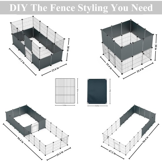 LANGXUN Pet Panels, Metal Wire, Storage Cube, Organiser, DIY Small Animal Cage for Rabbits, Guinea Pigs, Puppies, Pet Products, Portable Metal Wire, Yard Fence (12 Metal Plates + 12 LANGXUN Pet Panels, Metal Wire, Storage Cube, Organiser, DIY Small Animal Cage for Rabbits, Guinea Pigs, Puppies, Pet Products, Portable Metal Wire, Yard Fence (12 Metal Plates + 12